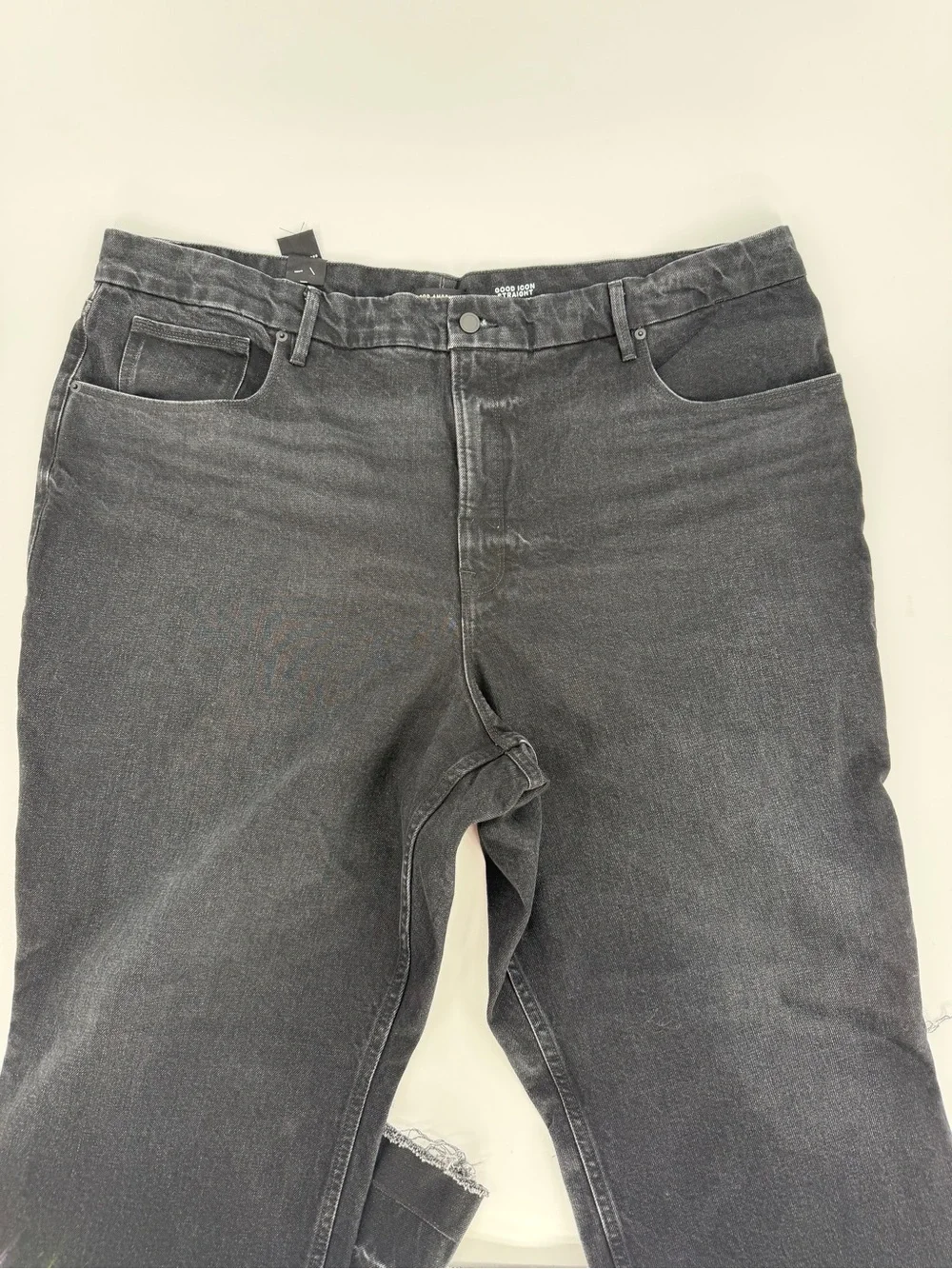 Good American Good Icon High Rise Straight Black Jeans Women's - Size 24W